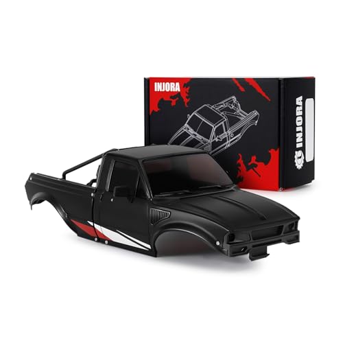INJORA IR60 Pickup Hard Body Shell with Bed Rack for 1/18 RC Crawler TRX4M Defender Bronco(Black)