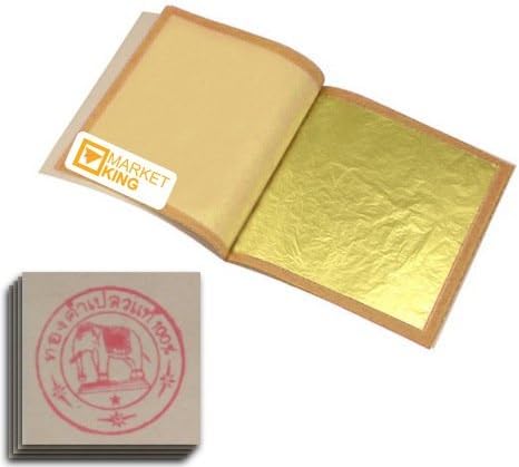 Edible Gold Leaf Sheets 50 Leaves 24 Karat S-size 1.0" X 1.0" Genuine Authentic for Foods, Cakes & Chocolates, Decoration, Health & Beauty, Home Arts & Crafts, Metal Working