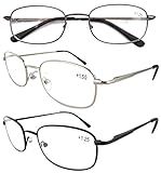 Eyekepper Metal Frame Spring Hinged Arms Reading Glasses 3 Pair Valupac Metal Readers +3.5