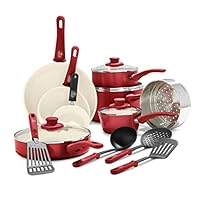 GreenLife Soft Grip Healthy Ceramic Nonstick 16 Piece Cookware Pots and Pans Set, PFAS-Free, Dishwasher Safe, Red GreenLife Soft Grip Healthy Ceramic Nonstick 16 Piece Cookware Pots and Pans Set, PFAS-Free, Dishwasher Safe, Red