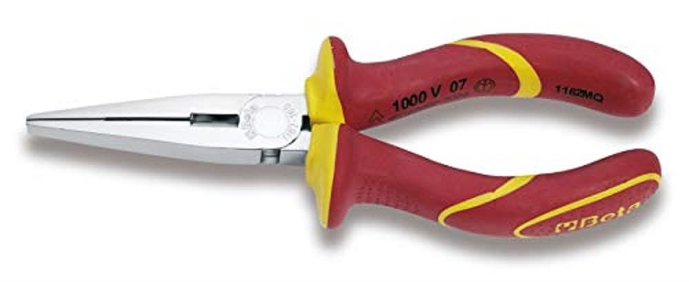 Beta 11620096 Model 1162 MQ160 Flat Nose Pliers, 1000v Vde, 160mm Extra Long