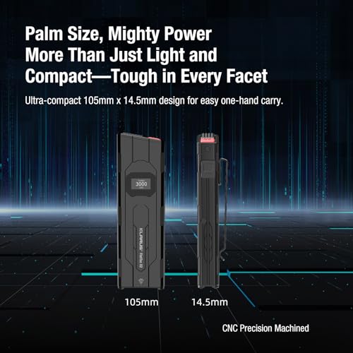 klarus X2 Ultra Thin, Palm-sized EDC Torch, 3000 Lumens, Compact Powerful Torch with Double Switch, OLED Display, IPX6 Perfect for Outdoor, Use and Emergency.