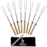 anytime family Extending Marshmallow Roasting Sticks-Set of 8-32 Inch.Telescoping Stainless Steel Smores Skewers;Hot Dog Forks.Campfire,fire Pit,Camping. Safe for Kids. Storage Bag, S'Mores eBook