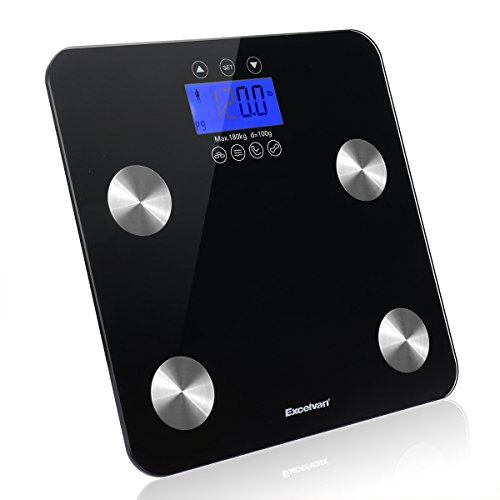 Digital Body Weight Scale, Body Composition Analyzer Health Monitor with Large Backlit Display, 7 Accurate Metrics Measurements, 396 pounds (Black)