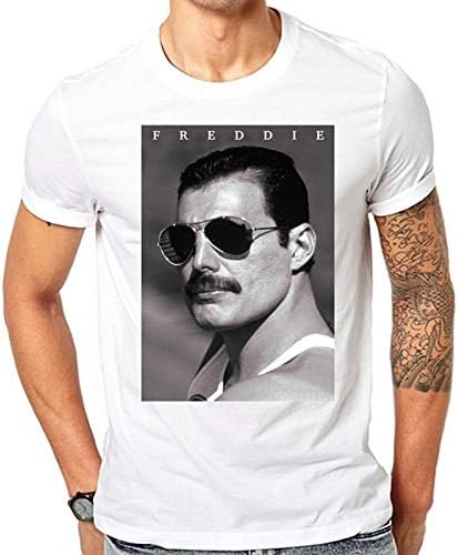 Queen Rock Band Freddie Mercury Tribute T-Shirt Fashion Men Clothing Short Sleeves Boy Cotton Men T Shirt Top Selling Print Mens O-Neck Printed Summer White Tee