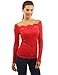 PattyBoutik Women Floral Lace Off Shoulder Top (Bright Red Small)