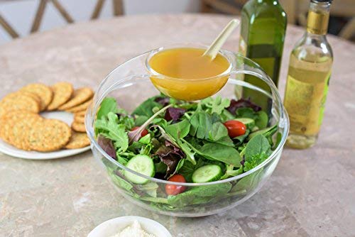 Adorn Crystal Clear Plastic Chips n' Dips Bowl | Salad Bowl | Fruit Bowl | Vegetable Bowl | Removable Arch Dip Cup - Thumbnail 3