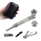 Metal Pipe - Detachable Cool Style Pipe for Dry Herbs with Scraper, Screen, Cleaning Brush & Zipper Case (Silver)