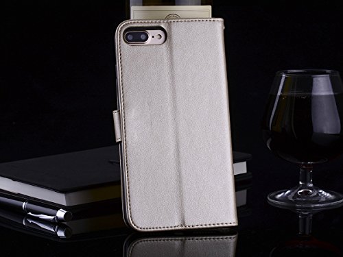 Scheam iPhone 7 Plus iPhone 8 Plus Wallet Leather Case Protective Durable Phone case Shell Folio flip Cell Phone Cover Bag Card Slots,Cash Pocket,Golden - Thumbnail 6