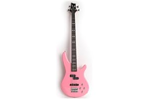 Fojill Full Size Standard Electric Bass Guitar Four 4 String Right Hand Handed Solid Basswood Body Roasted Canadian Maple Neck Genuine Rosewood Fretboard Fingerboard with Gig Bag