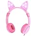 iClever Kids Headphones Over Ear, LED Backlight, Safe Wired Kids Headsets 85dB Volume Limited, Food Grade Silicone, 3.5mm Aux Jack, Cat-Inspired Headphones for Kids, Pink primary