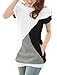 Allegra K Women Boat Neck Short Sleeve Color Block Tee Shirts, White, Small / US 6
