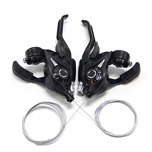 Paraout Shimano V-Brake ST EF51 Set, Brake/Shift Lever with Brake Cable, 8 Speed Gears Brake Combination with Gear Indicator for V-Brake, Black (L3 × R8 Gears) - Thumbnail 4