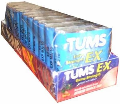 Tums Extra Strength E-x, Antacid Chewable Tablets, Assorted Fruit - 12/3 Roll Packs (36 Rolls Total)