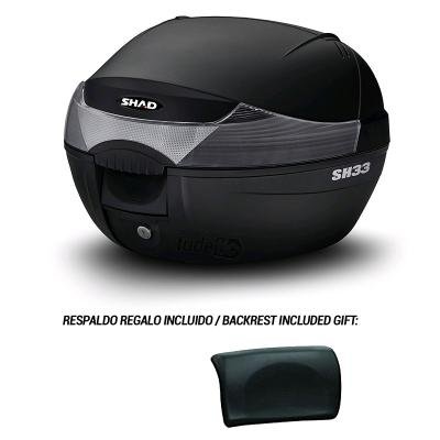 Baul maleta trasera moto con respaldo de regalo SH33 SH 33 33L SHAD D0B33200-KIT1//214