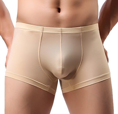 Kseey Men The elastic boxer Breathable Ice Silk boxer briefs and men's underwear Beige M