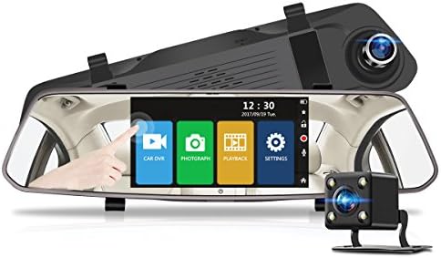 5'' 1080P HD Dual Dash Camera, 170 Degree Wide Angle Lens Touch Screen Car Cam Dash Recording for Car Driving Video Recorder Cam Vehicle Front Rear DVR Lens