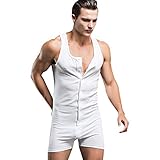 YiZYiF Men's Underwear One Piece Cotton Tank Bodysuit Leotard Top Boxer Brief
