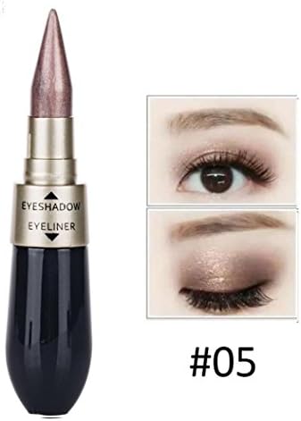 LTUI Shimmer Glitter Smoky Pigment Eye Shadow and Eyeliner Liquid Pen Waterproof Long-Lasting Makeup Double-end Cosmetic Eyeshadow Stick (E)