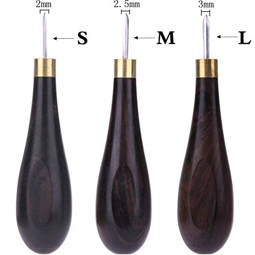 Aiskaer 1 Pcs Leather Craft Ebony Rhombus Awl DIY Leather Stitching Sewing Awl Leathercraft Reaming Punch Tool - Thumbnail 3