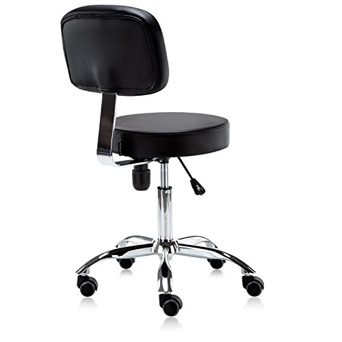 Dr.lomilomi Multi-adjustable Hydraulic Rolling Medical Massage Stool Chair with Backrest 501 (Black)