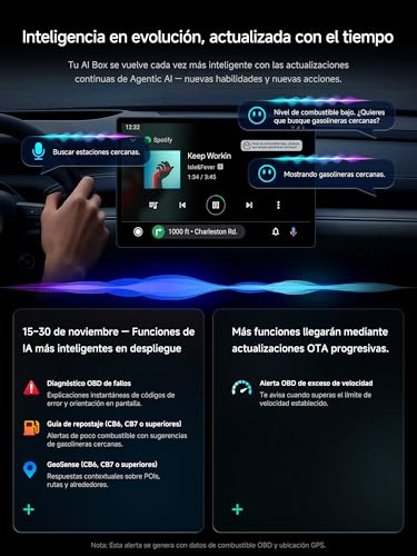 AI Box Wireless Android Auto CarPlay Adapter, Wireless CarPlay Key with 4G, Wi-Fi, Dual BT, USB, IA, GPS, MicroSD Reading, OBD, OTA Built-in, 8GB+128GB, CB6D, Car Play Dongle for Youtube/Netflix