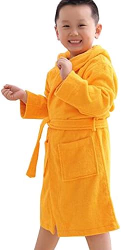 KM Kids Thin Hooded Toweling Cotton Bathrobe (6A, Orange)