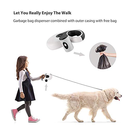 Retractable Dog Leash with Poop Bag Holder, 16ft Strong Cord, Heavy