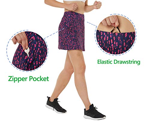 slimour Women Travel Skirt with Pockets Athletic Skirts Active Skirt with Shorts Hiking Skort Navy P 8