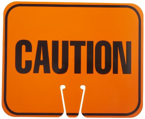 Cortina ABS Plastic Traffic Cone Sign,"Caution" 03-550-C, 12.75" Width x 10.375" Height, Orange on Black