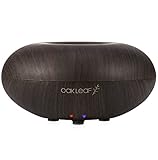 Oak Leaf Essential Oils Diffuser Ultrasonic Wood Grain Aromatherapy Diffusers with 7 LED Colorful Lights and Waterless Auto Shut-off