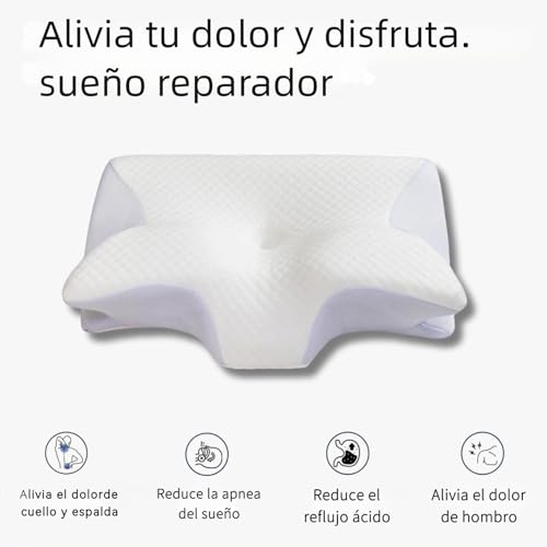 2 en 1 Almohada Memory Foam, Almohada Cervical para Aliviar el Dolor de Cuello, Contorno Ergonómico para el Dolor de Cuello, para Quienes Duermen de Lado Boca Arriba y Boca Abajo (58*38*12cm)