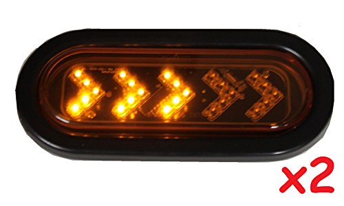 UPC 742128352073, 2 Amber Sequential Oval LED Light Sealed 6 7/16&quot; Oblong Arrow Turn Signal Kit with Grommet Plug Truck Trailer RV 35101-1AK