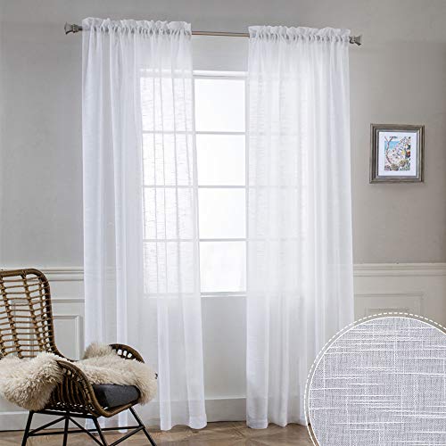 RYB-HOME-White-Sheer-Curtains-84-inches-Long-Semi-Sheer-Linen-Curtains-Privacy-Natural-Linen-Blend-Drapes-Sunlight-Filtering-for-Living-Room-Bedroom-Patio-Door-W-52-x-L-84-1-Pair