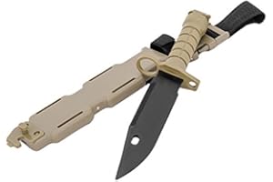 MetalTac Rubber Knife Training with Sheath for Practice, Airsoft, Martial Arts Guard Fight; with Leg Holster Holder Handle Grip 11.75" inch (Tan)