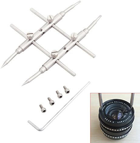 TARION Pro DSLR DC Spanner Wrench 2 Tips Curve Tic Tac Toe Shaped for Camera Telescopes Surveying Prism Microscopes Spotting Scope Lens Repair Stainless Steel Opening Open Tools 25 to 130mm