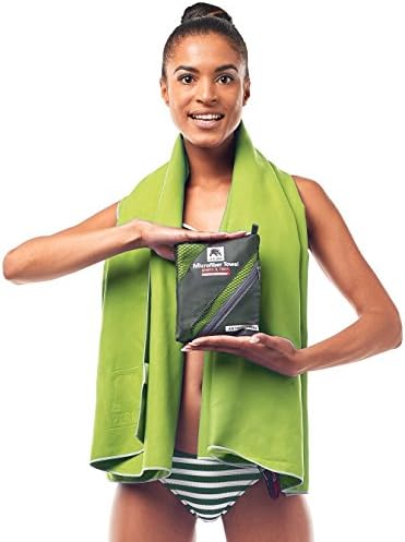 Microfiber Towel by Zergano | Sports and Travel, Quick Drying Towel | Super Absorbent and Antibacterial (Fruit Green, Small)