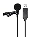 PChero Mic for Computer, USB Lavalier Clip-on Omnidirectional Condenser Microphone for Laptop PC MacBook, Ideal for Interviews, Skype, Audio Video YouTube Recording, QQ, MSN, Podcast