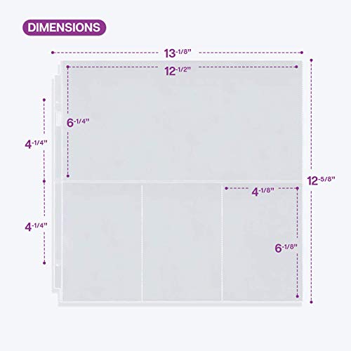 Dunwell Scrapbook Page Protectors 12x12 (25 Pack) Fits 3 Ring Scrapbook Album 12x12 Binder