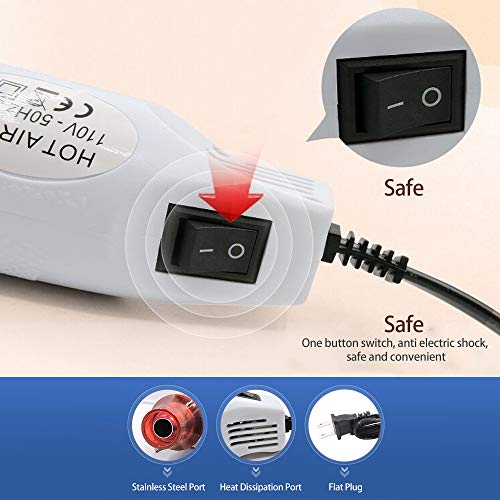 Carrfan 110V 300W Electric Hot Air Gun DIY Tool Heat Gun for Heat Shrink Tubing Drying Paint DIY Embossing Shrink Wrapping