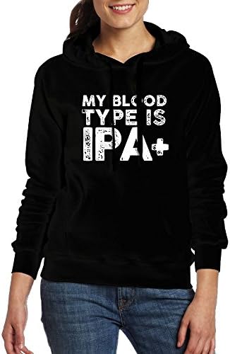 Lenajty Hoodie My Blood Type Is IPA100% Cotton Woman's Hooded Sweatshirts Graphic Fleece Sweatshirts With Pocket