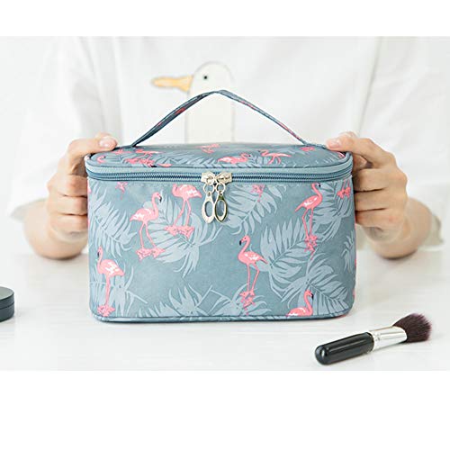 HOYOFO Flamingo Makeup Bag Travel Cosmetic Bags With Mesh Pocket Waterproof Portable Big Toiletry Storage Bags for Women, Blue Flamingos Small 3 HOYOFO Flamingo Makeup Bag Travel Cosmetic Bags With Mesh Pocket Waterproof Portable Big Toiletry Storage Bags for Women, Blue Flamingos Small