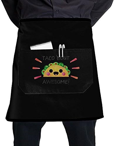 Unisex Taco'bout Awsome Half Waist Apron With Pocket Kitchen Cooking Restaurant Half Bistro Aprons For Chef, Baker, Servers, Waitress, Waiter