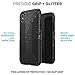 Speck Products Presidio Grip + Glitter iPhone Xs/iPhone X Case, Obsidian Black with Silver Glitter/Black