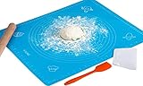 Silicone Baking Mats,Non Stick & Non Slip Baking Pastry Mat for Rolling Out Dough,Reusable,Heat Resistant,BPA Free,Non-Toxic,Easy to Clean With Measurements-Blue