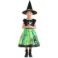 Girls Value Witch Costume,Top Hit of The Halloween Dress Up Party Size 3-4,5-6,7-8,9-10 (5-6years)