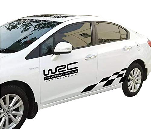 i-VIVIAN Universal Sports Racing Stripe Graphic Stickers and Decals for Truck Auto Car Body Side Door (Grid Black) - Thumbnail 4