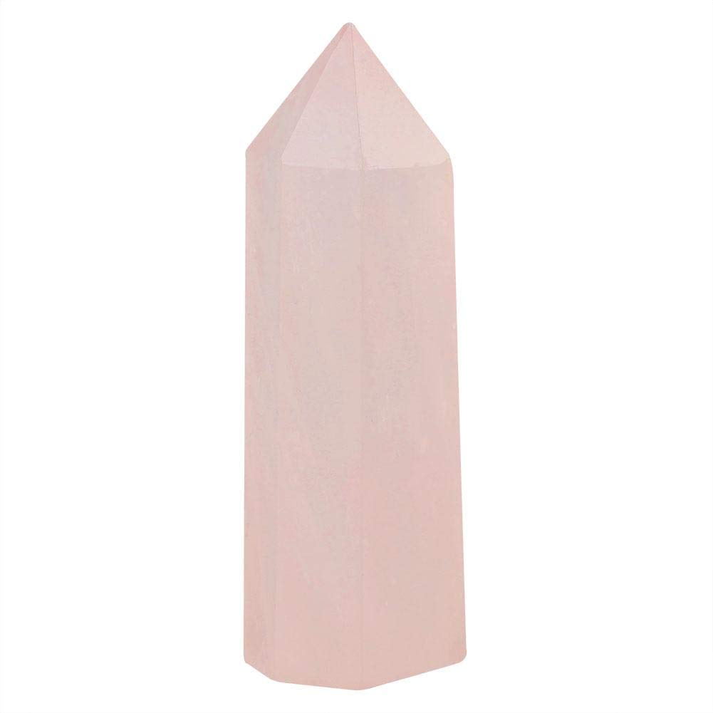 Wifehelper Natural Fluorite Pink Quartz Crystal Hexagonal Wand for Home Office Decoration Ornament(6~7cm/2.36~2.76in)