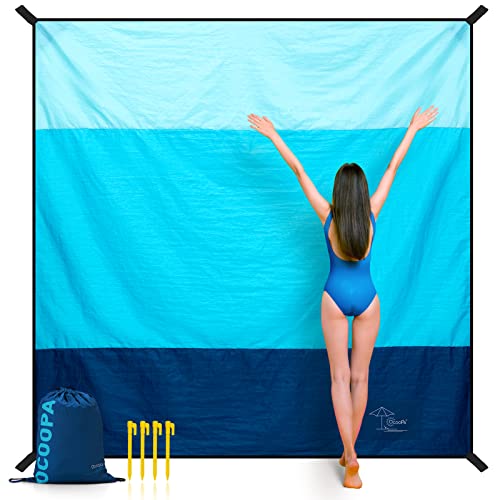 Ocoopa Stranddecke Sandfrei Super Groß 220X210 Cm, Sanddicht Wasserdicht, Weiches Bequemes Langlebiges Material, Breite Streifen, Leicht Kompakt Für Picknick