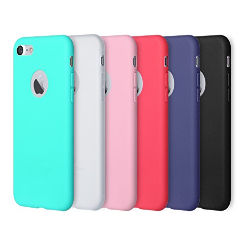 iPhone 7 Case, Pofesun 6 Pack Soft Flexible Silicone Gel Rubber Shockproof Case Cover for iPhone 7 (4.7 Inch) (2016) (Black,White,Pink,Red,Green,Royal Blue)